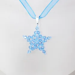 Pendant 40cm - Delphinus-Blue Organza - Pendant 40cm - Laiton argenté
